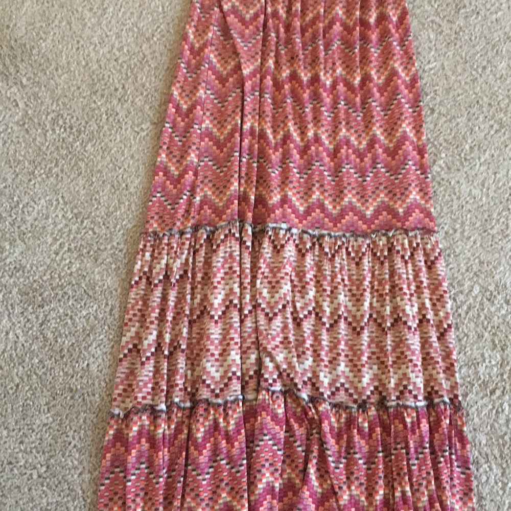 Off the shoulder maxi dress, geometric print